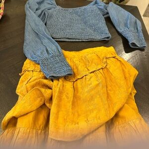 Universal Thread Mustard A-Line Tiered Skirt